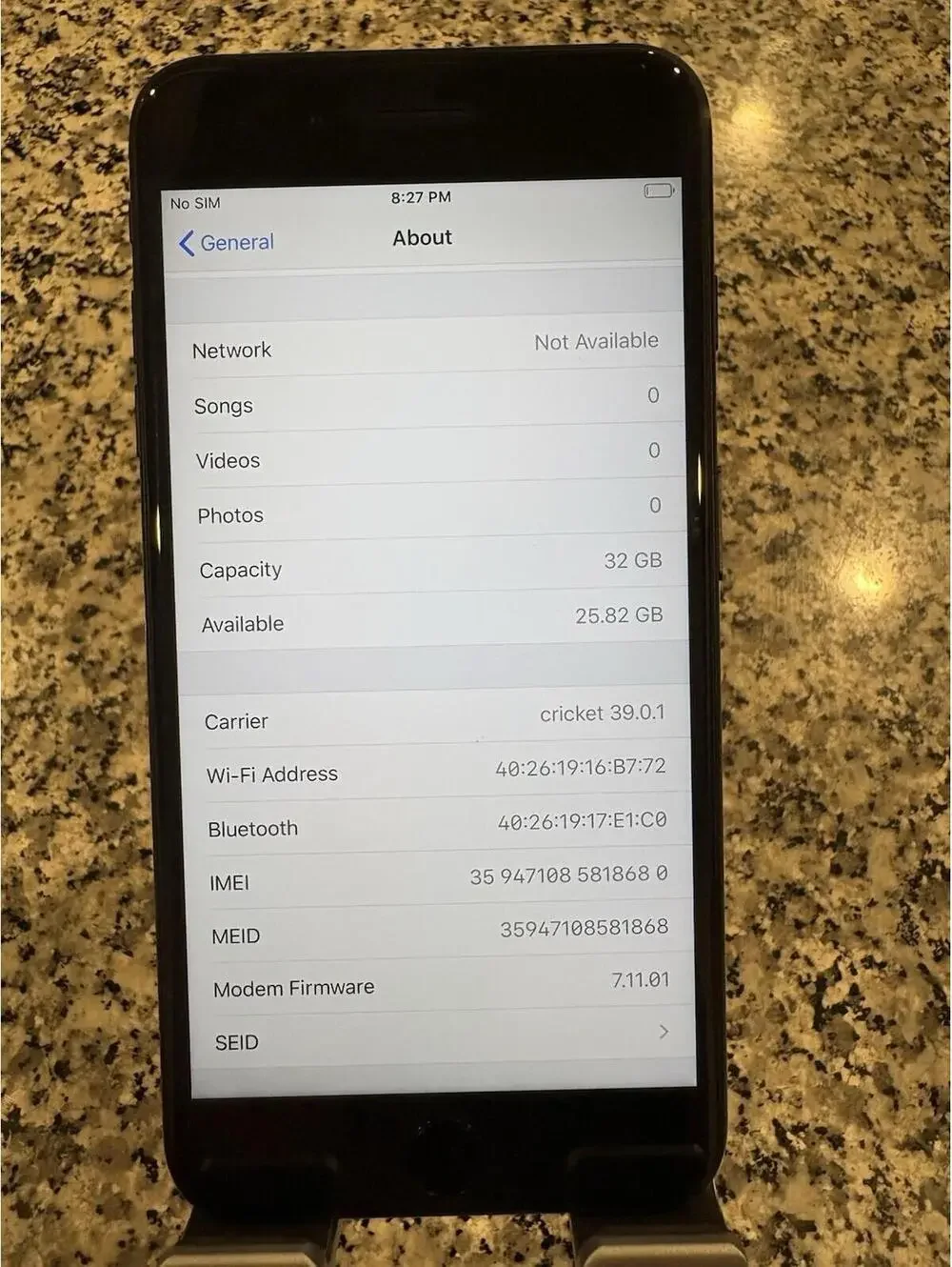 Apple iPhone 7 Plus - 32 GB - Black(Unlocked) Battery Health 98% D